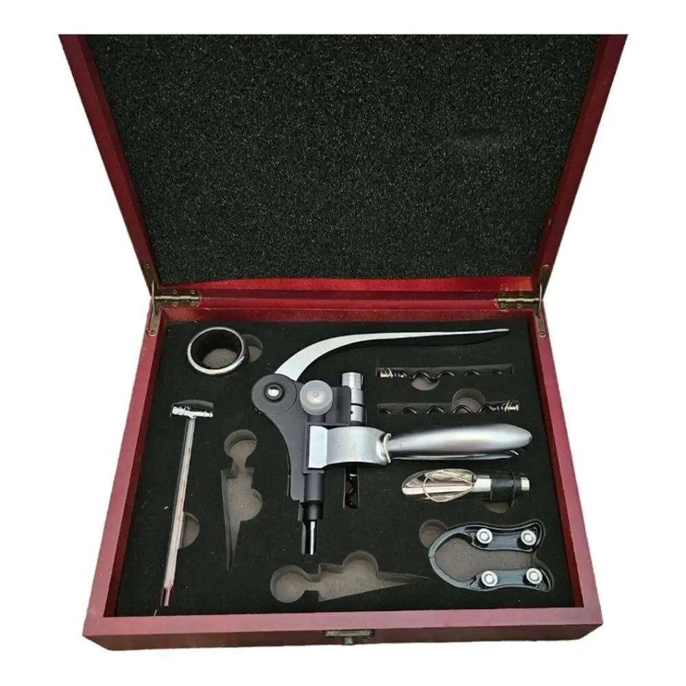 Professional Rabbit Wine Opener Set 7 Piece Kit in Cherry‎ Wood Presentation Box